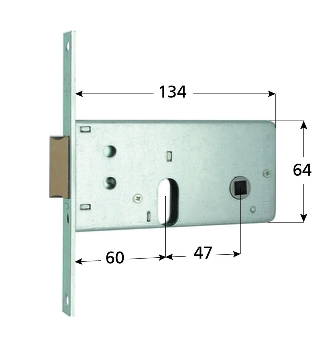 SERRATURA PER FASCE 2 MANDATE SCROCCO CILINDRO OVALE ENTRATA 60 FRONTALE 20 FASCIA 64 MG - Serrature