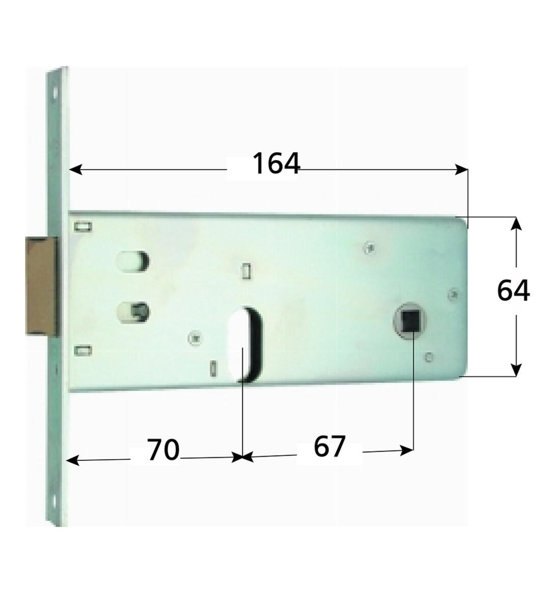 SERRATURA PER FASCE 2 MANDATE SCROCCO CILINDRO OVALE ENTRATA 70 FRONTALE 20 FASCIA 64 MG - Serrature