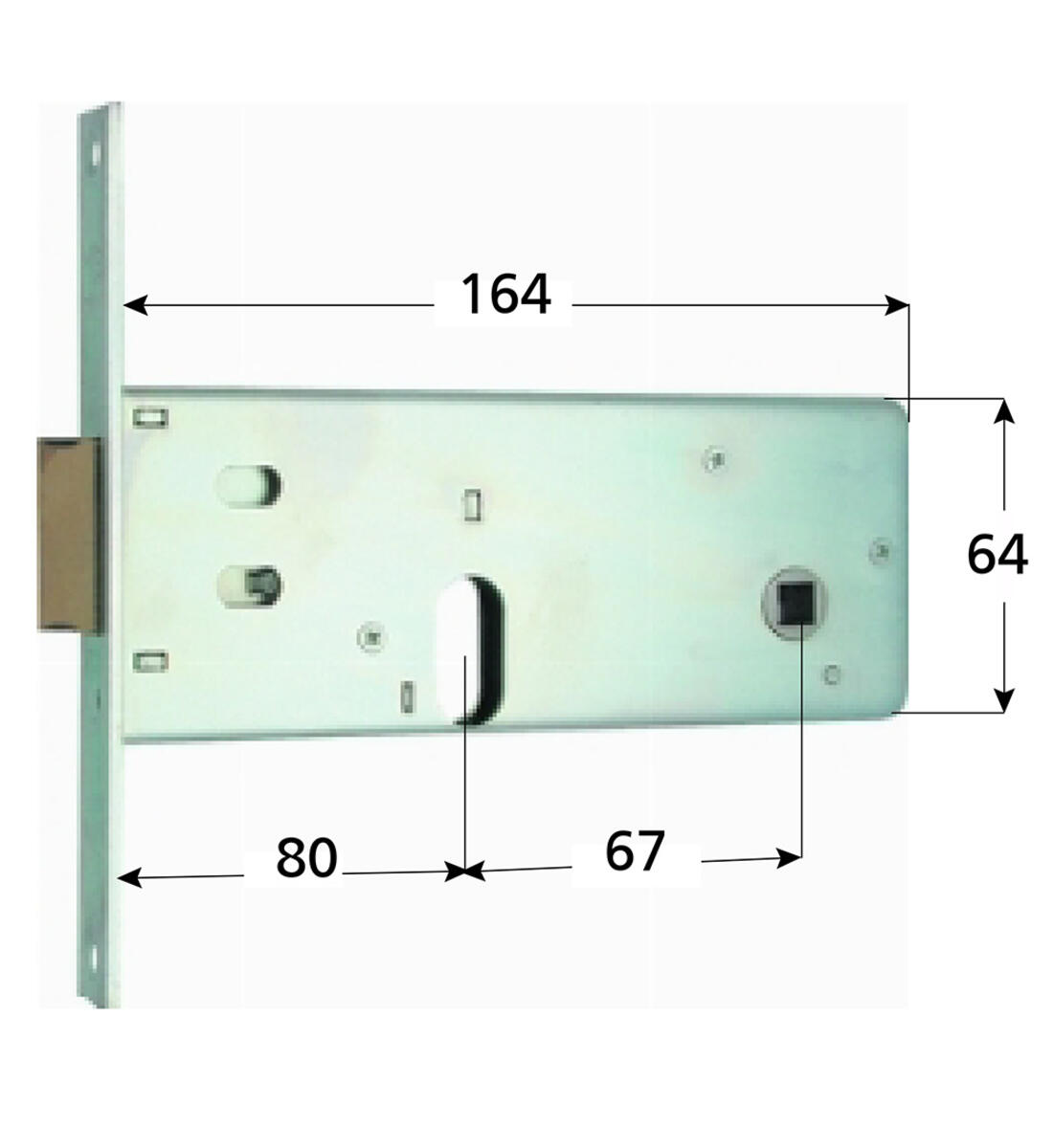 SERRATURA PER FASCE 2 MANDATE SCROCCO CILINDRO OVALE ENTRATA 80 FRONTALE 16 FASCIA 64 MG - Serrature