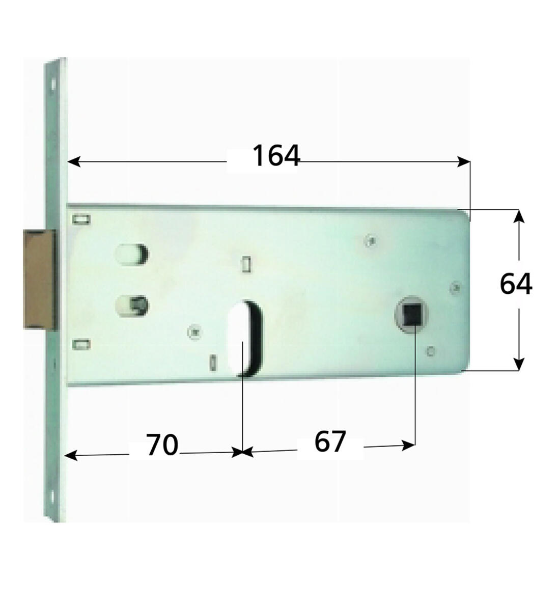 SERRATURA PER FASCE 2 MANDATE SCROCCO CILINDRO OVALE ENTRATA 80 FRONTALE 20 FASCIA 64 MG - Serrature