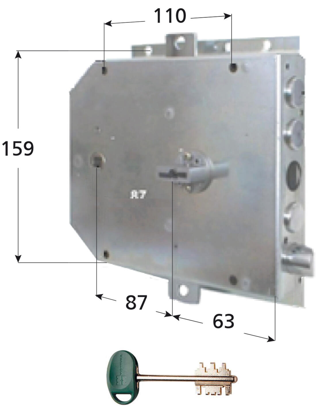 SERRATURA DI RICAMBIO GARDESA APPLICARE TRIPLICE SPOR. CAT. 3 DX MOTTURA - Serrature