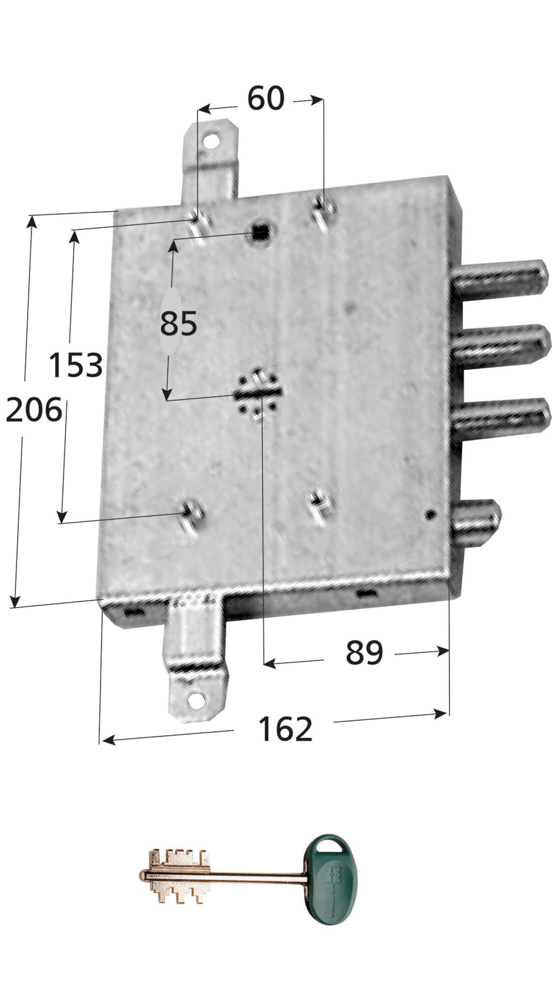 SERRATURA DI RICAMBIO GARDESA APPLICARE TRIPLICE SPOR. CAT. 3 CON BUSSOLE DX MOTTURA - Serrature