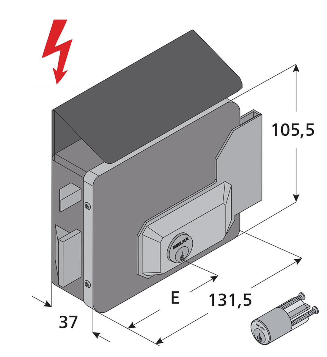 ELETTROSERRATURA APPLICARE ZINCATA ENTRATA 60 DX WELKA - Serrature