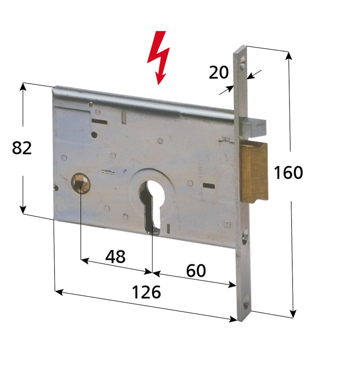 ELETTROSERRATURA PER FASCE CISA SCROCCO AUTOBLOCCANTE FRONTALE 20 ENTRATA 60 DX - Serrature