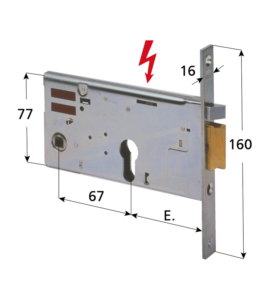 ELETTROSERRATURA PER FASCE CISA SCROCCO AUTOBLOCCANTE E FERMO A GIORNO CILINDRO SAGOMATO FRONTALE 16 ENTRATA 90 - Serrature