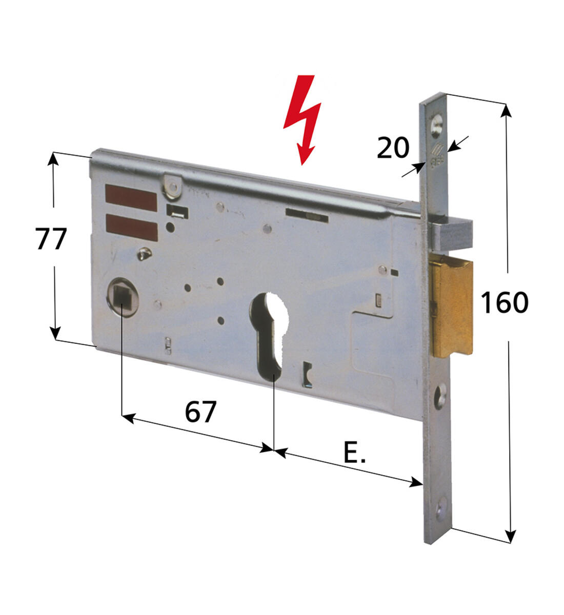 ELETTROSERRATURA PER FASCE CISA SCROCCO AUTOBLOCCANTE E FERMO A GIORNO CILINDRO SAGOMATO FRONTALE 20 ENTRATA 80 - Serrature
