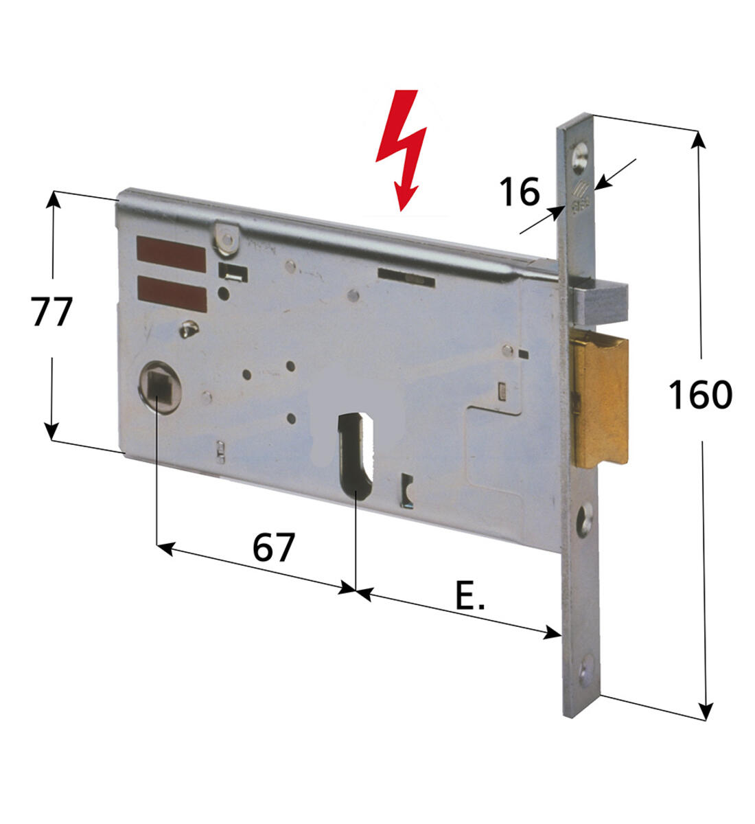 ELETTROSERRATURA PER FASCE CISA SCROCCO AUTOBLOCCANTE E FERMO A GIORNO CILINDRO OVALE FRONTALE 16 ENTRATA 80 H.77 - Serrature