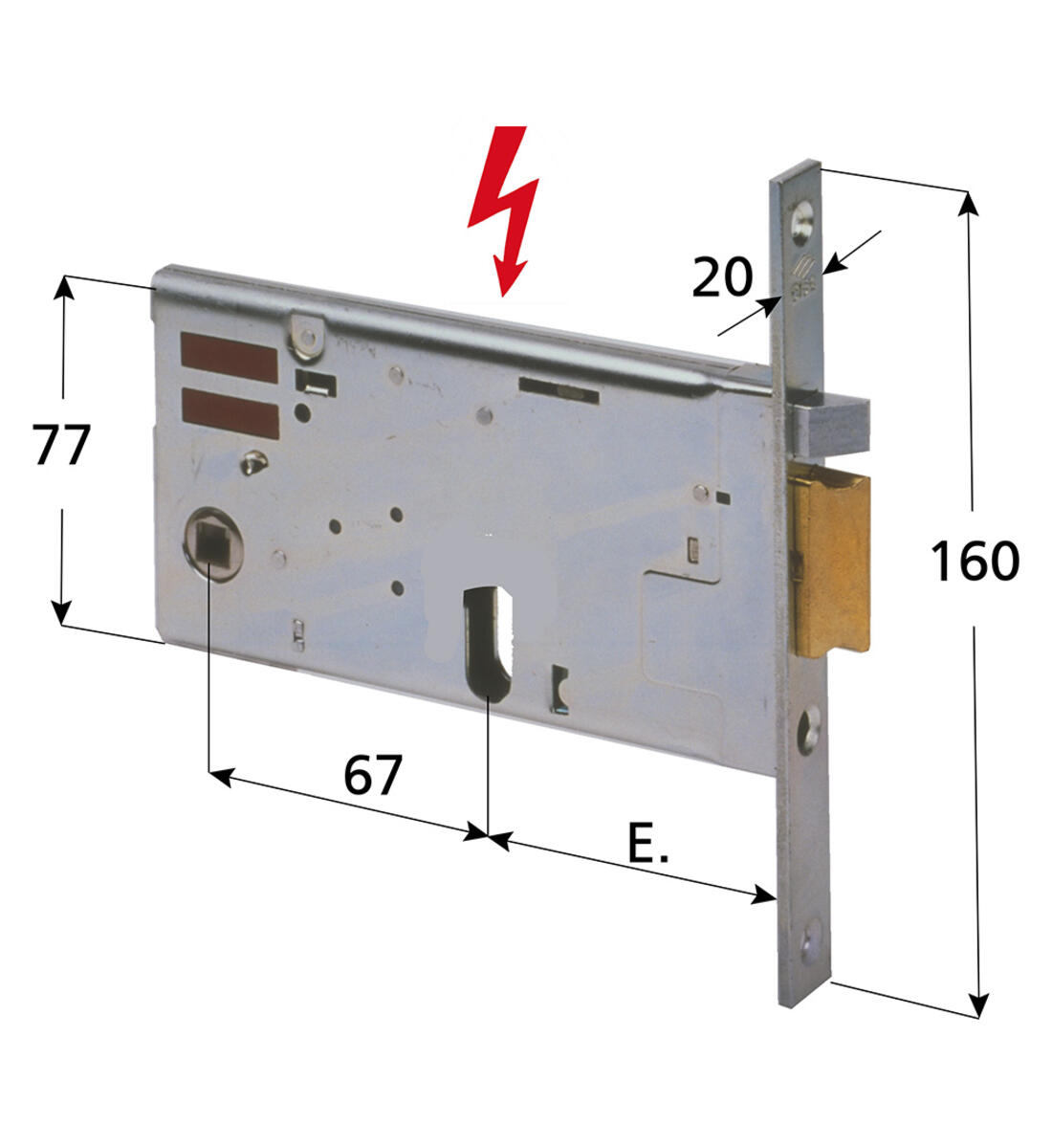 ELETTROSERRATURA PER FASCE CISA SCROCCO AUTOBLOCCANTE E FERMO A GIORNO CILINDRO OVALE FRONTALE 20 ENTRATA 70 H.77 - Serrature