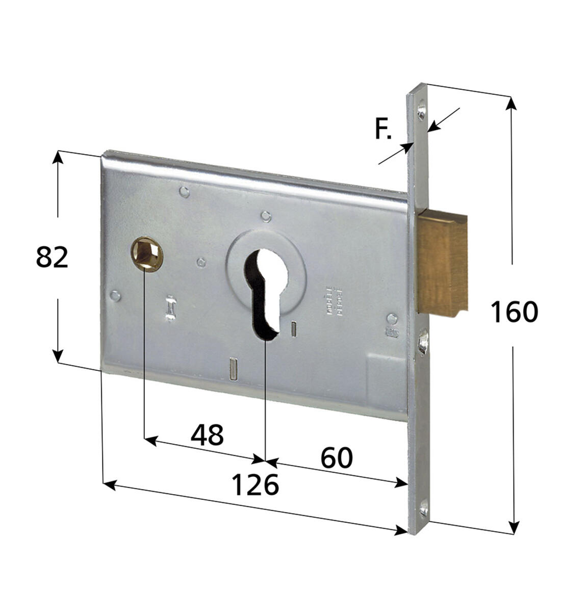 SERRATURA PER FASCE CISA CILINDRO SAGOMATO 1 MANDATA E SCROCCO REVERSIBILE ENTRATA 60 FRONTALE 16 - Serrature