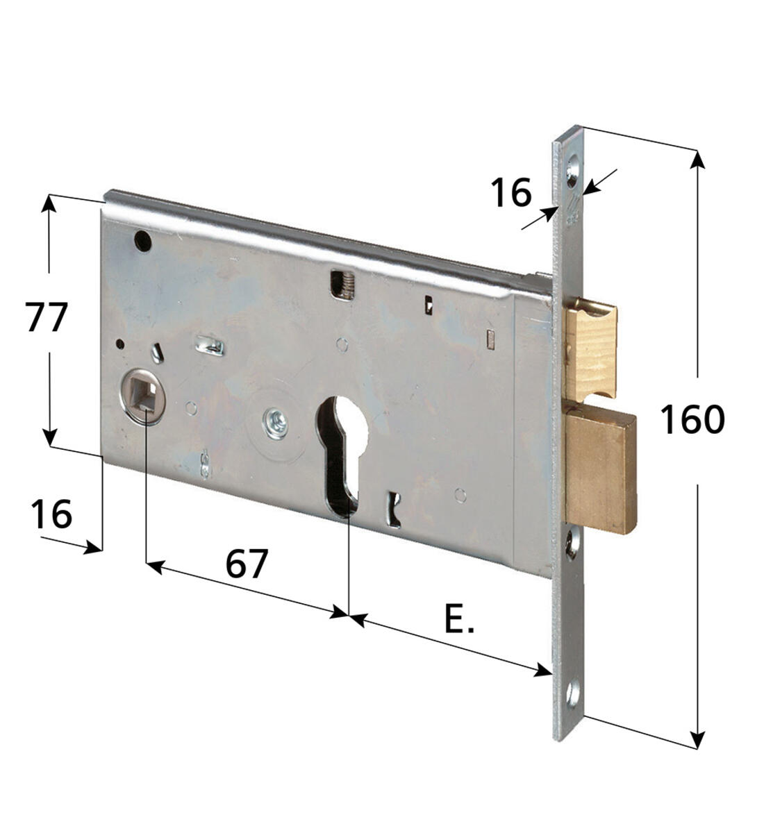 SERRATURA PER FASCE CISA CILINDRO SAGOMATO 2 MANDATE E SCROCCO ENTRATA 80 FRONTALE 16 - Serrature