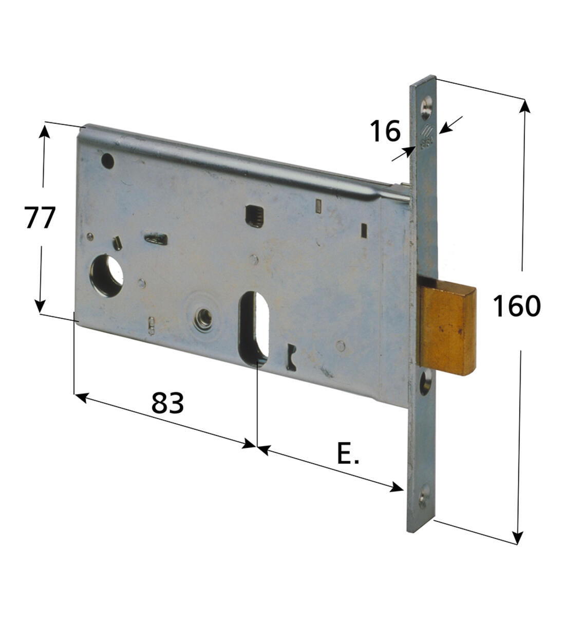 SERRATURA PER FASCE CISA CILINDRO OVALE 2 MANDATE ENTRATA 80 FRONTALE 16 - Serrature