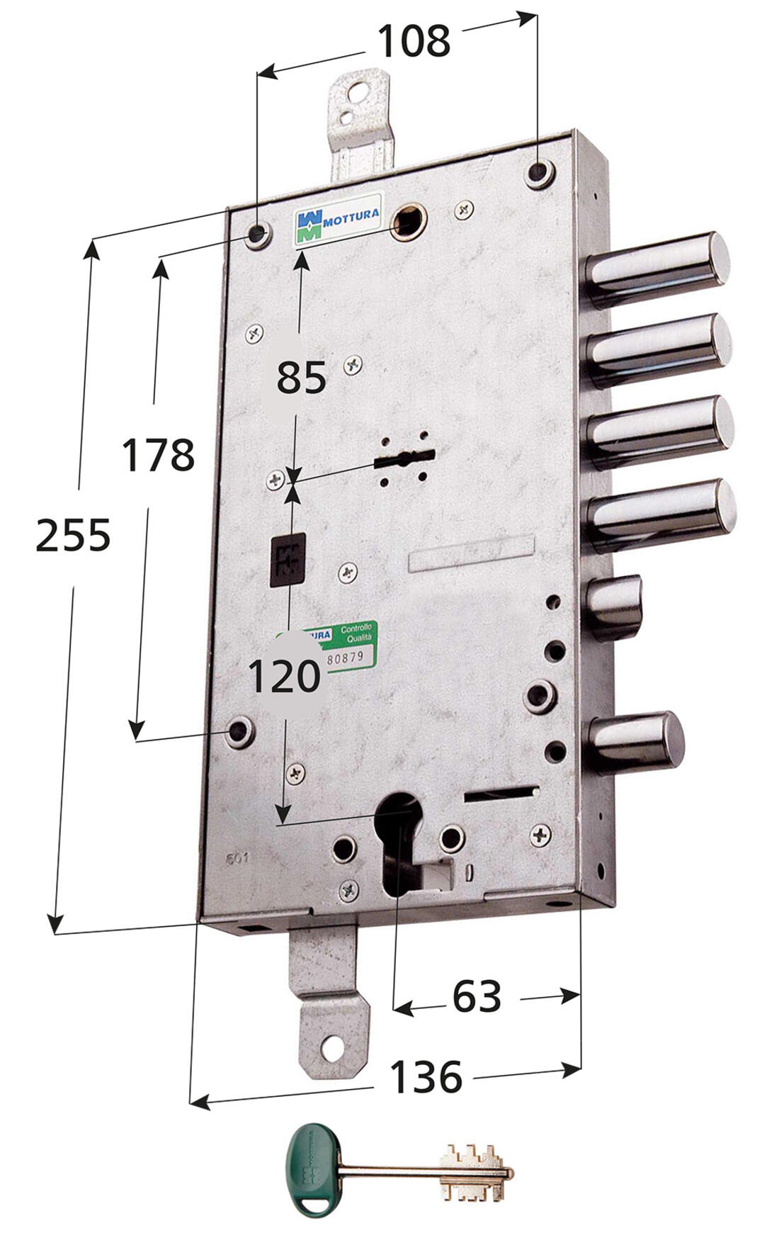 SERRATURA PLURISISTEMA DOPPIA MAPPA APPLICARE TRIPLICE EASY-GO INTERASSE 28 DX MOTTURA - Serrature