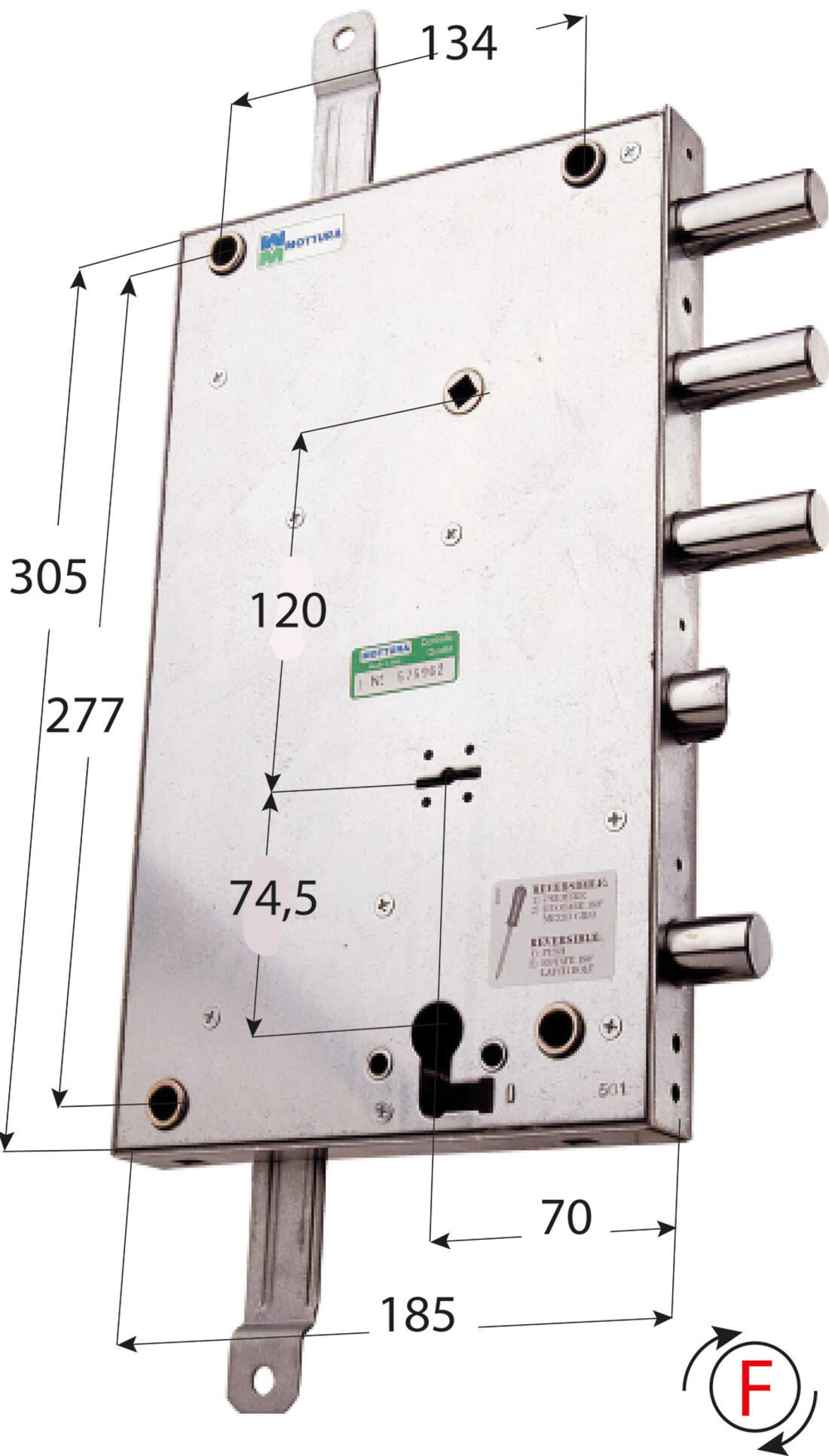 SERRATURA SERRABLINDA APPLICARE TRIPLICE CILINDRO EUROPEO INTERASSE 50 DX MOTTURA - Serrature