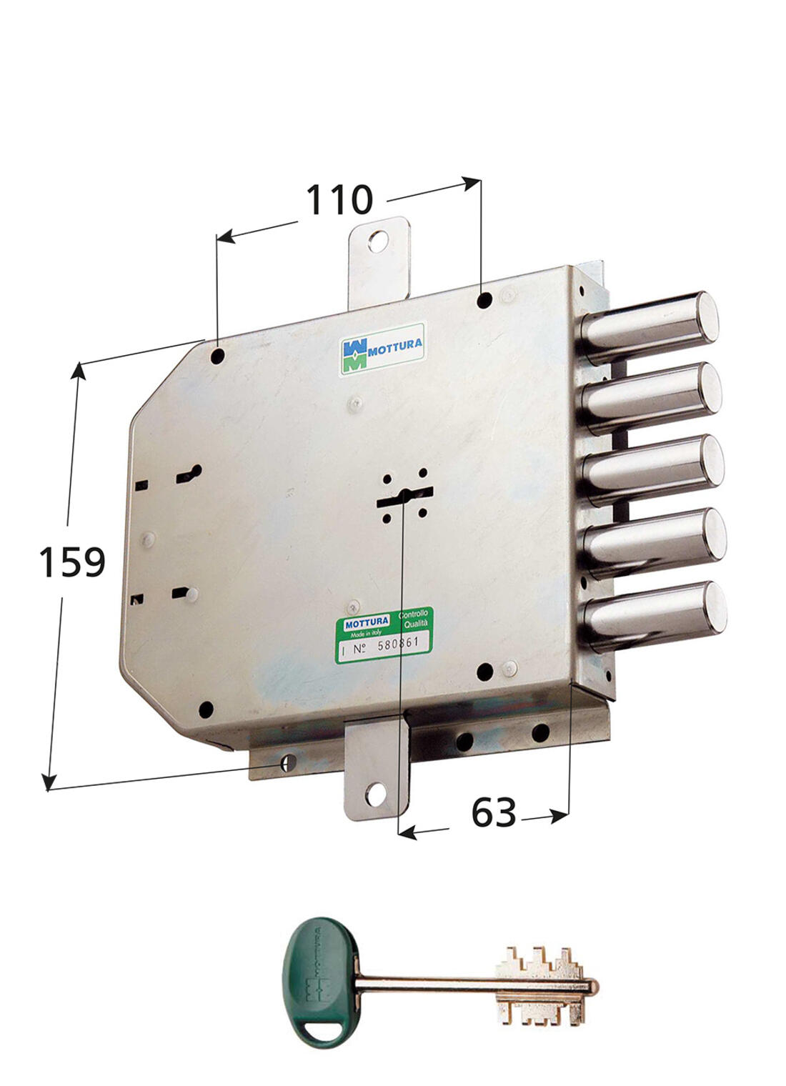 SERRATURA SERRABLINDA APPLICARE TRIPLICE 4 MANDATE INTERASSE 25 DX MOTTURA - Serrature