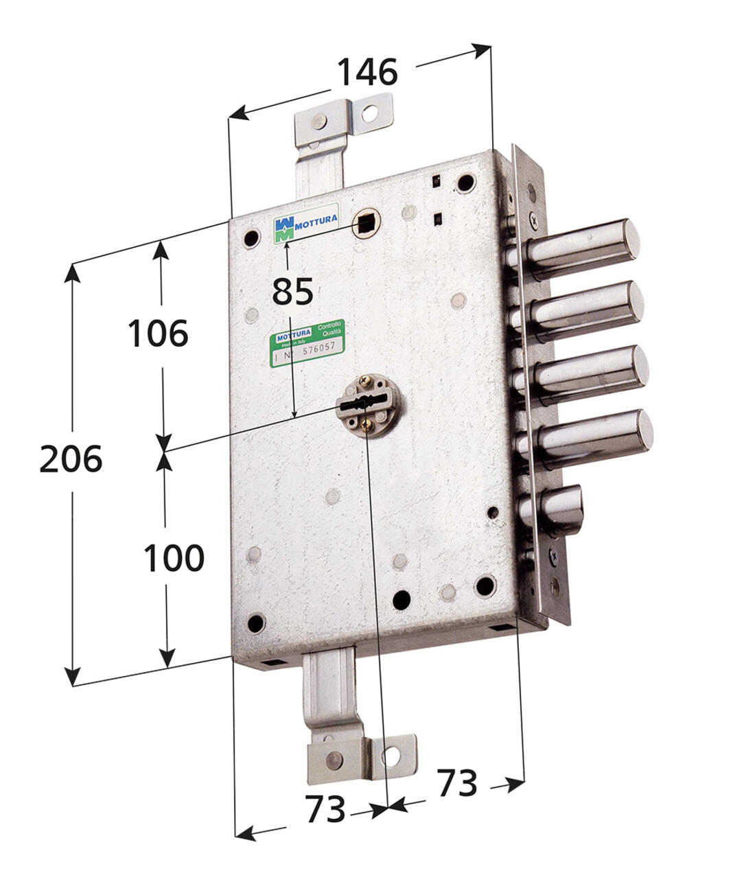 SERRATURA PER BLINDATE TRIPLICE 4 MANDATE SCROCCO DX MOTTURA - Serrature