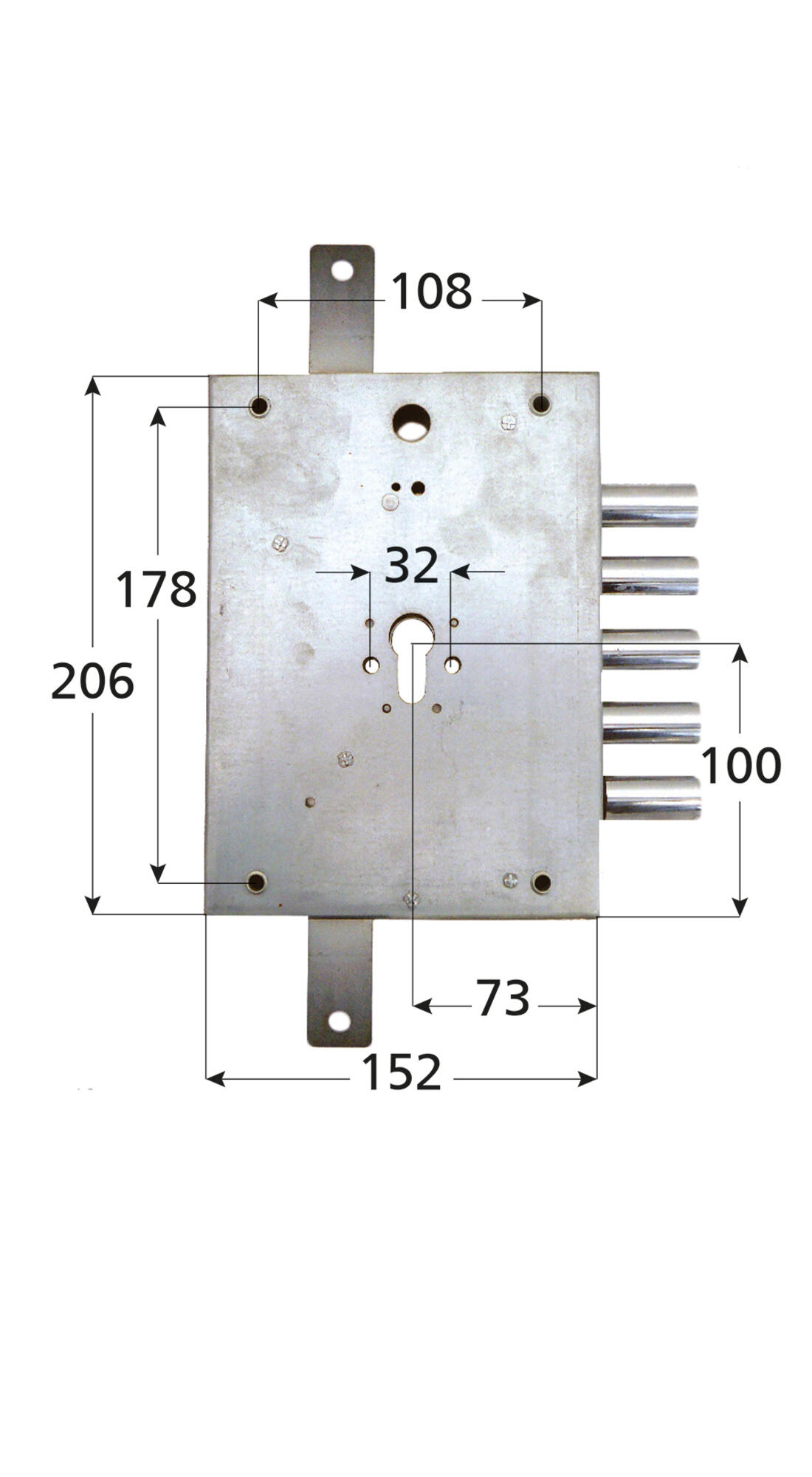 SERRATURA TRIPLICE A CILINDRO APPLICARE DIERRE 3 MANDATE SENZA SCROCCO ENTRATA 73 INT.28 DX – SERIE CYLINDRO - Serrature