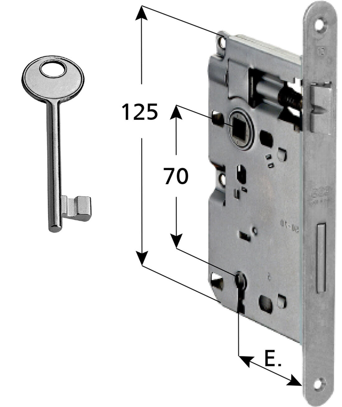 SERRATURA PATENT PICCOLA AGB CROMO OPACO ENTRATA SPORGENTE 40 BORDO TONDO - Serrature