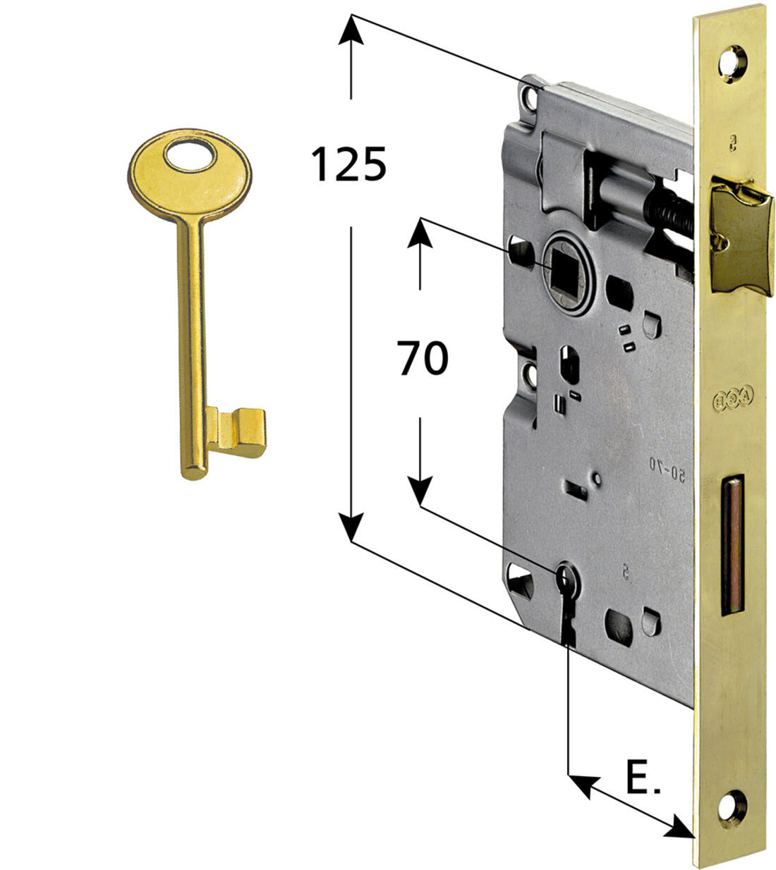 SERRATURA PATENT PICCOLA AGB OTTONATA ENTRATA SPORGENTE 45 BORDO QUADRO - Serrature