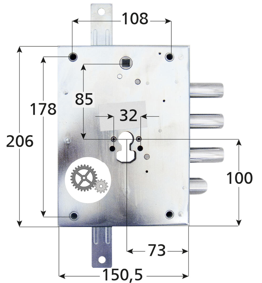 SERRATURA TRIPLICE A CILINDRO APPLICARE DIERRE + KIT MONTAGGIO 3 MANDATE E SCROCCO ENTRATA 70 INT.37 MANO DX – SERIE HEVY CYLINDRO - Serrature