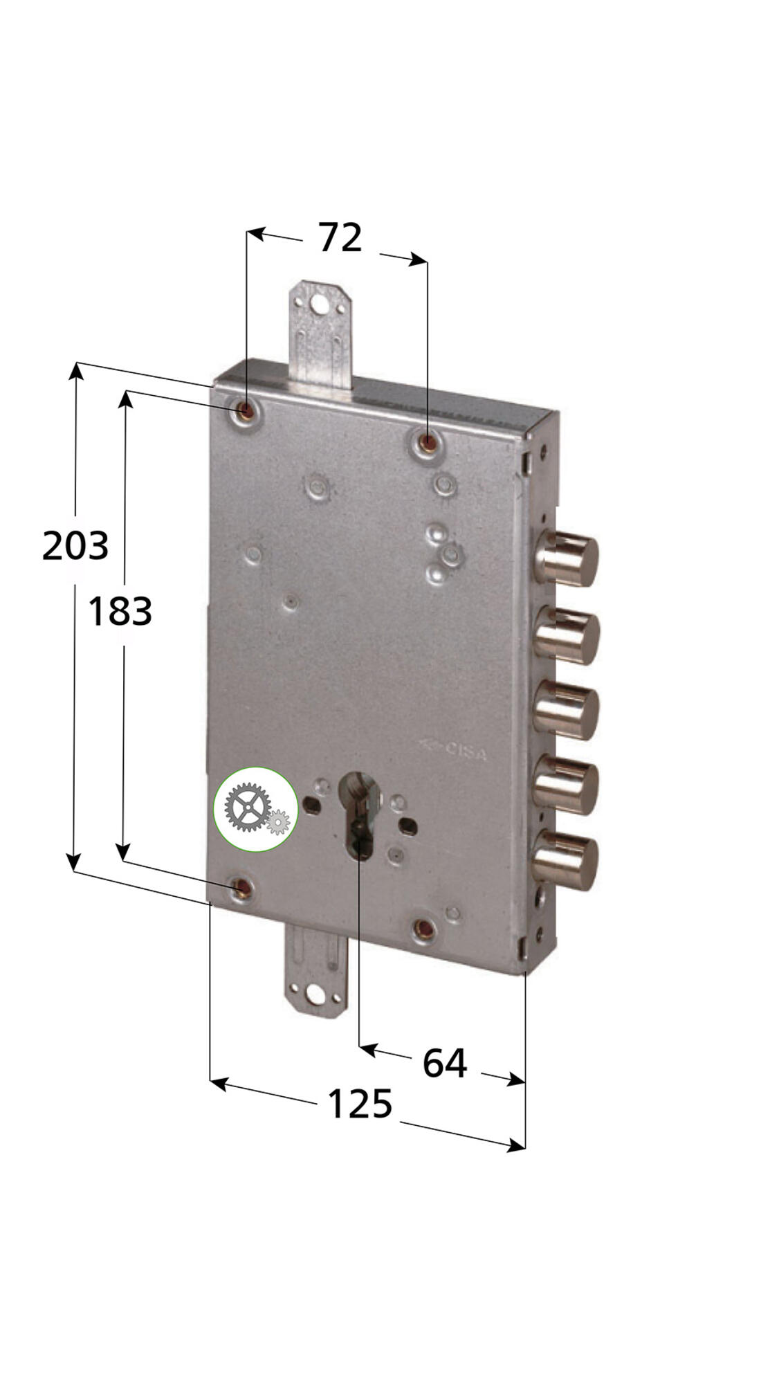 SERRATURA A CILINDRO PER PORTE BLINDATE CISA APPLICARE TRIPLICE A INGRANAGGI 2 MANDATE INT.38 - Serrature