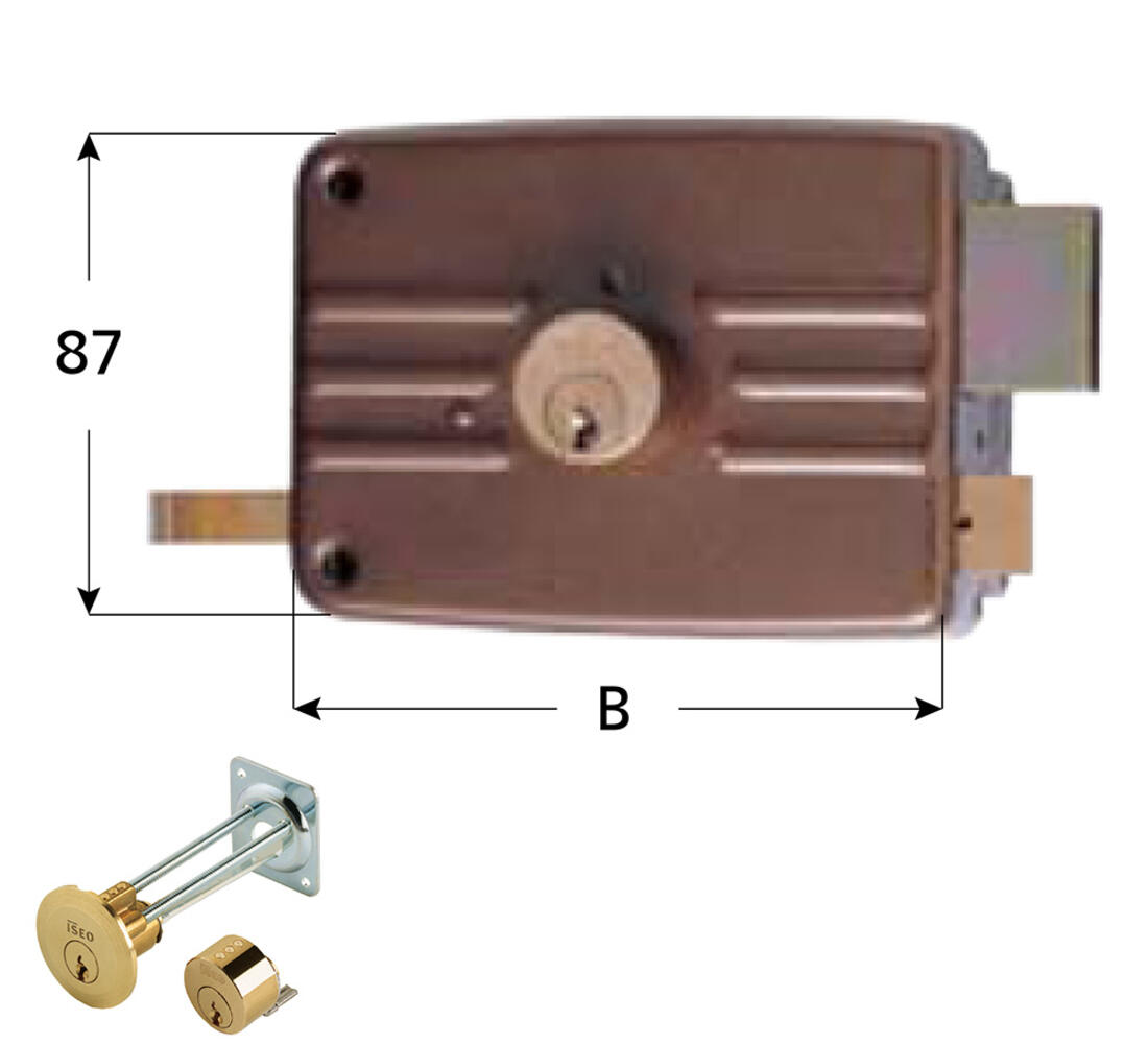 SERRATURA PORTONCINO APPLICARE 3 MANDATE SCROCCO CILINDRO STACCATO ESTERNO E FISSO INTERNO ENTRATA 70 DX ISEO - Serrature