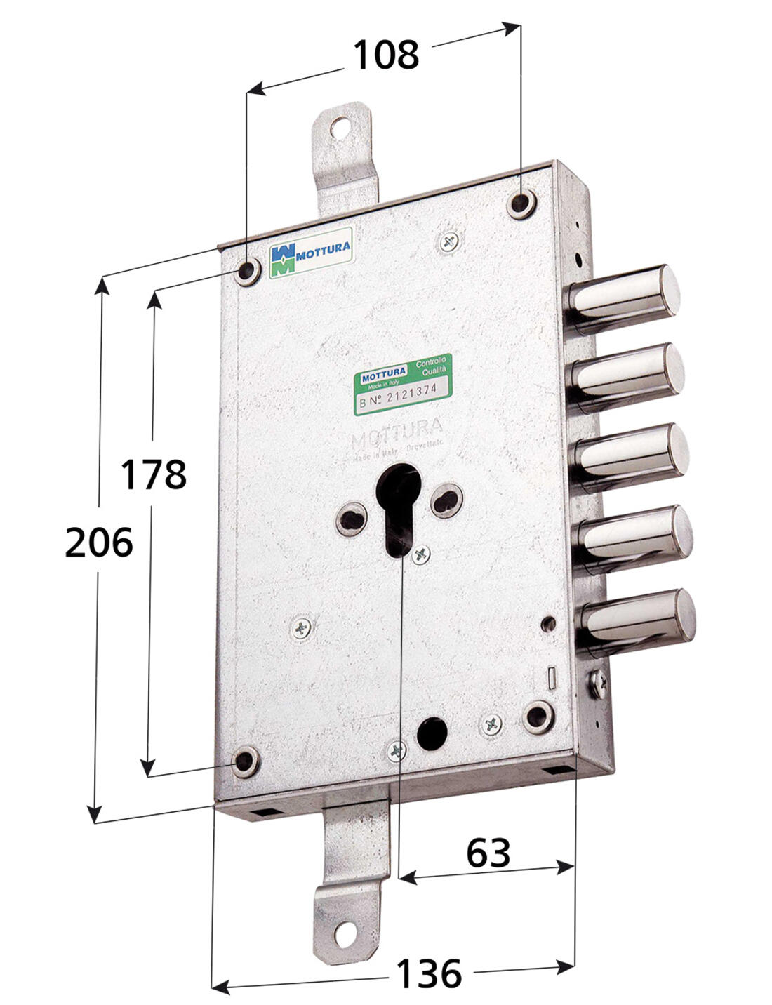 SERRATURA PORTE BLINDATE APPLICARE TRIPLICE A CILINDRO 2 MANDATE SISTEMA ANTI-INTRUSIONE INT. 28 DX MOTTURA - Serrature