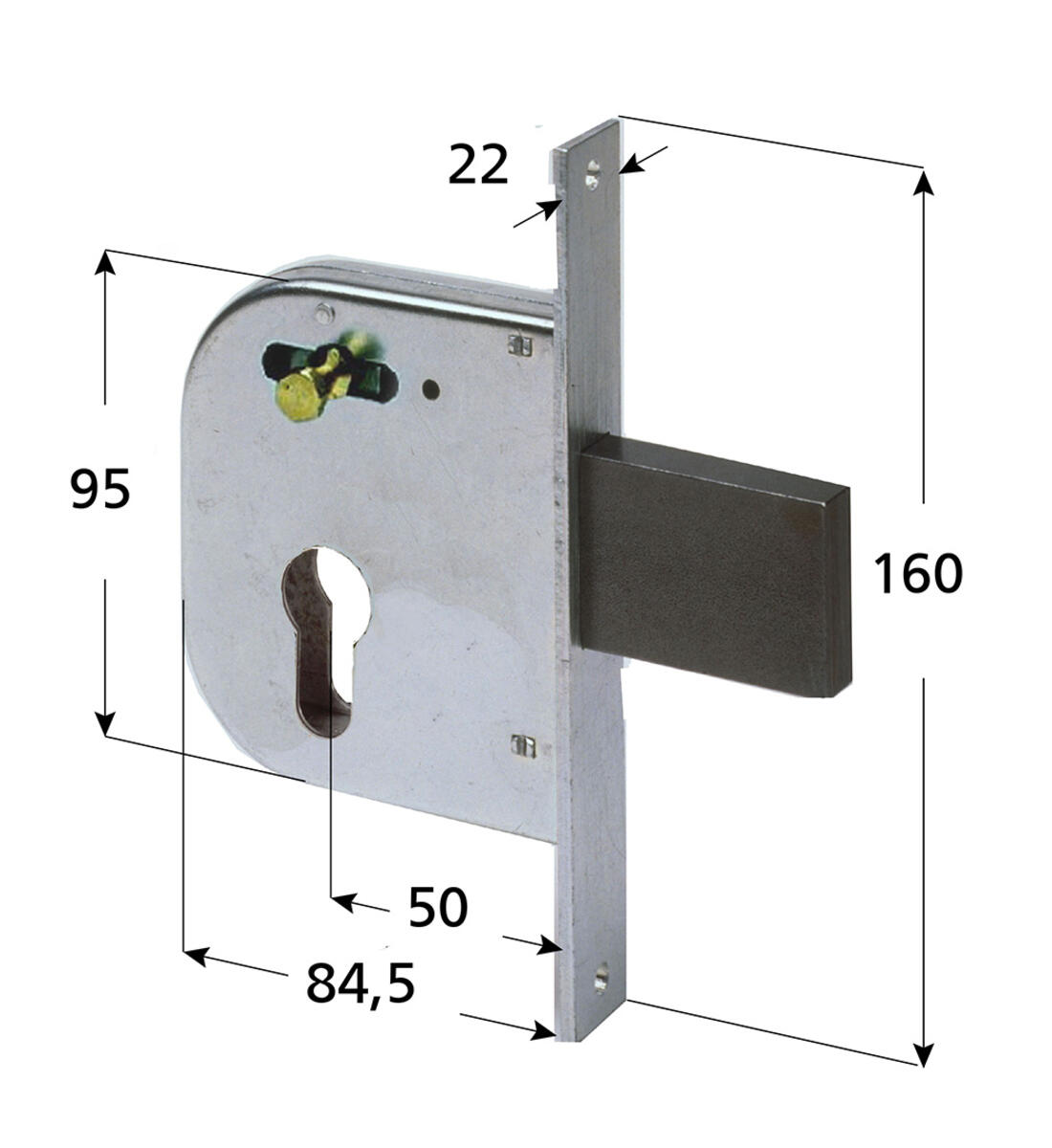 SERRATURA IMPENNATA INFILARE REVERSIBILE CISA 1 MANDATA E SCORCCO + POMOLO INTERNO - Serrature