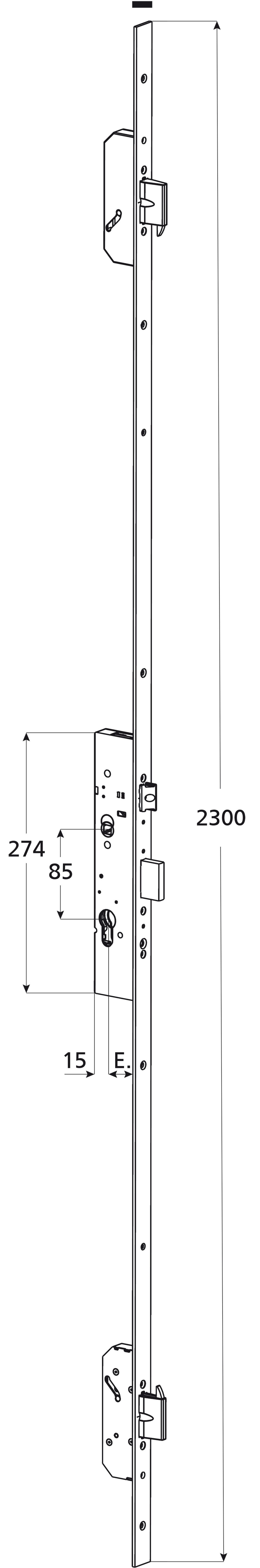 SERRATURA INFILARE “MULTITOP” CISA MULTIPUNTO FRONTALE RASABILE PIATTO 24X3 ENTRATA 25 - Serrature