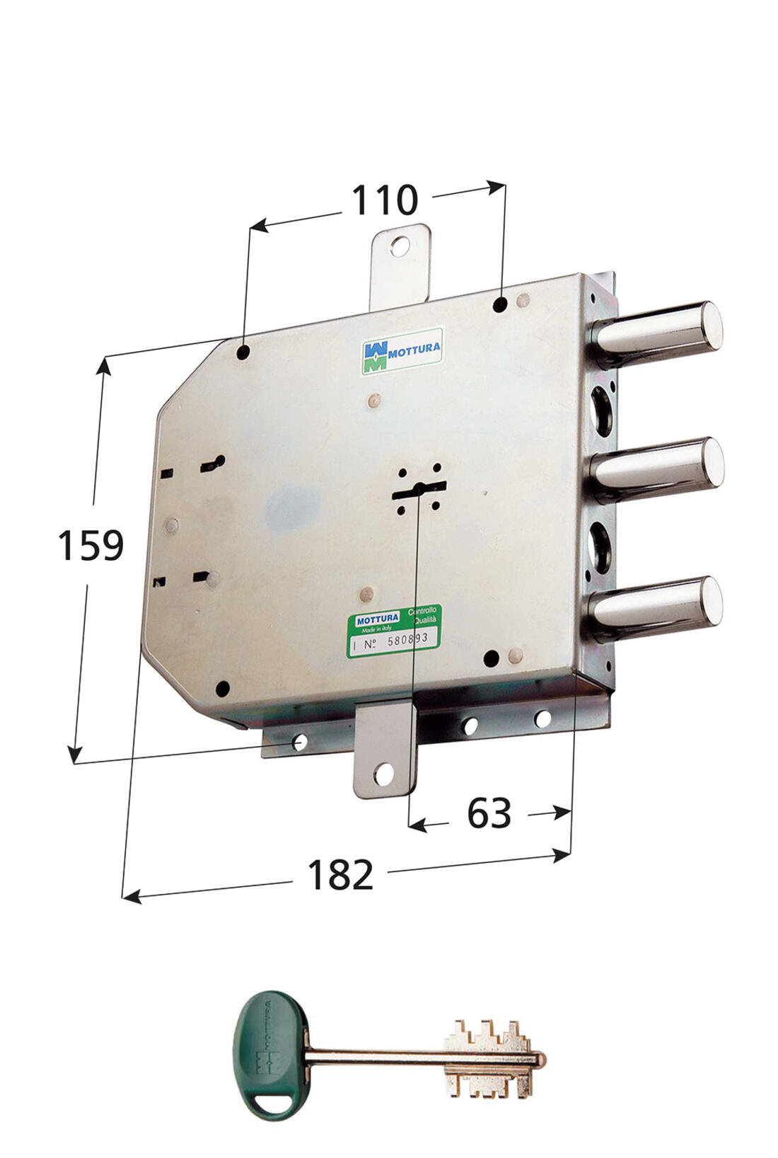 SERRATURA PORTE BLINDATE APPLICARE TRIPLICE DOPPIA MAPPA 4 MANDATE INTERASSE 50 SX MOTTURA - Serrature