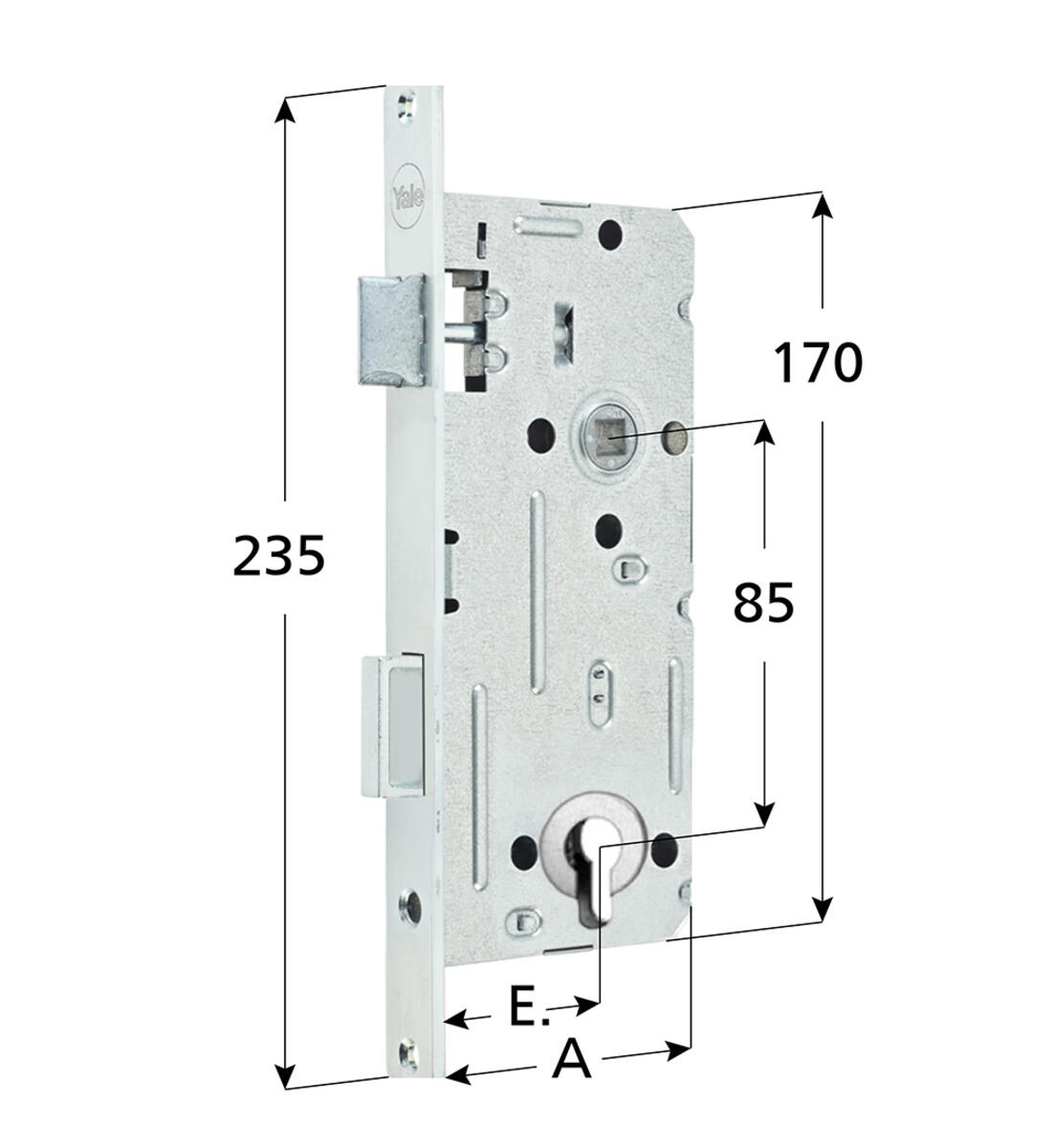 SERRATURA PATENT SCROCCO CILINDRO BORDO QUADRATO ENTRATA 45 NICHELATO YALE - Serrature