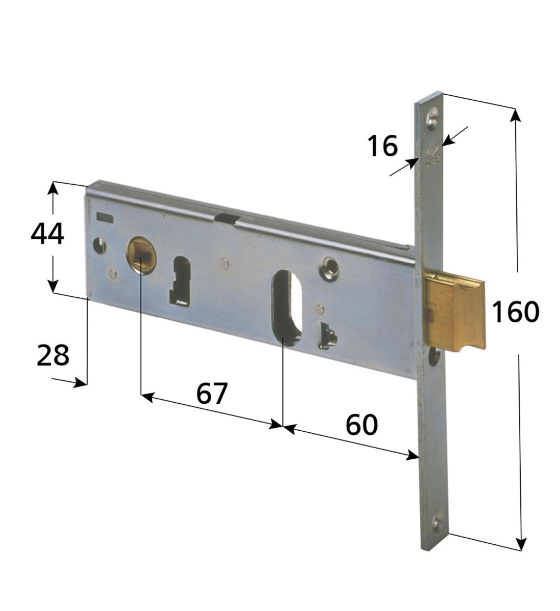 SERRATURA PER FASCE CISA 1 MANDATA CATENACCIO E SCROCCO INCORPORATO CILNDRO OVALE ENTRATA 60 FRONTALE 16 H.44 - Serrature