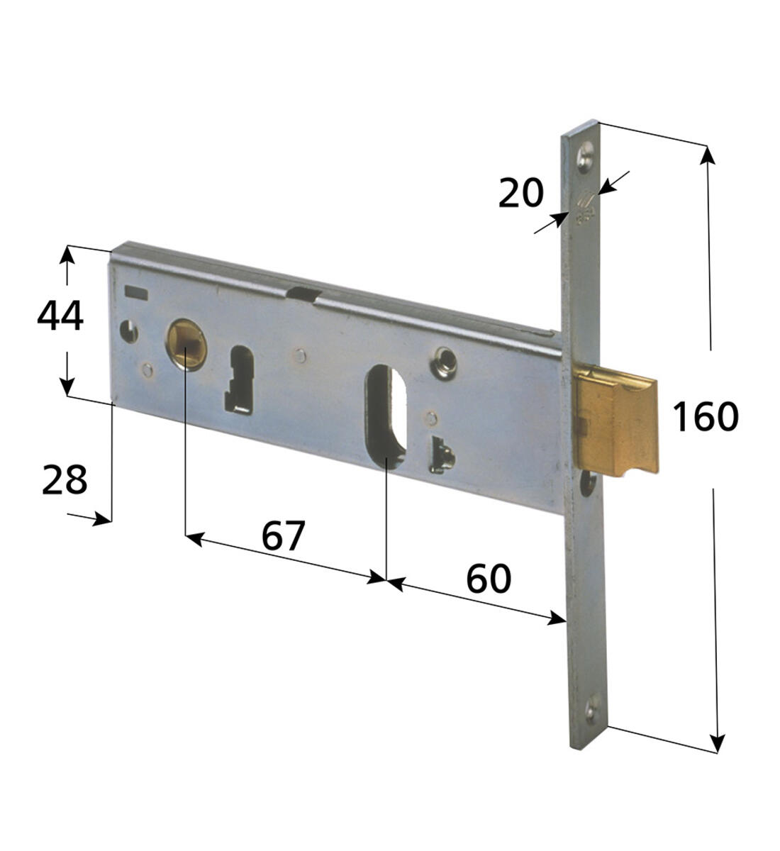 SERRATURA PER FASCE CISA 1 MANDATA CATENACCIO E SCROCCO INCORPORATO CILNDRO OVALE NON INCL. ENTRATA 60 FRONTALE 20 H.44 - Serrature
