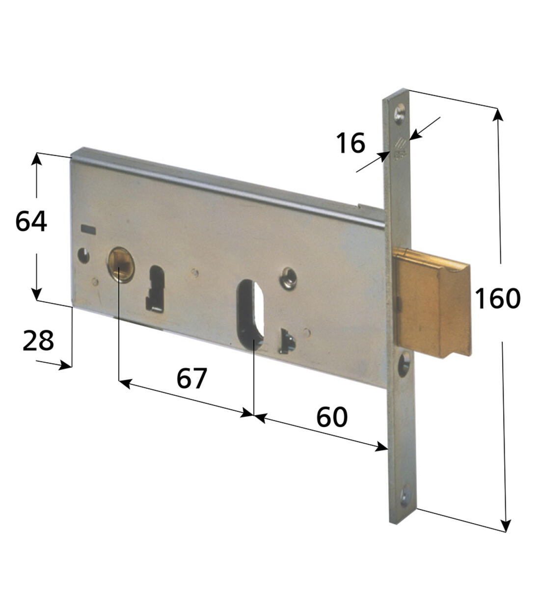 SERRATURA PER FASCE CISA 1 MANDATA CATENACCIO E SCROCCO INCORPORATO CILNDRO OVALE ENTRATA 60 FRONTALE 16 H.64 - Serrature