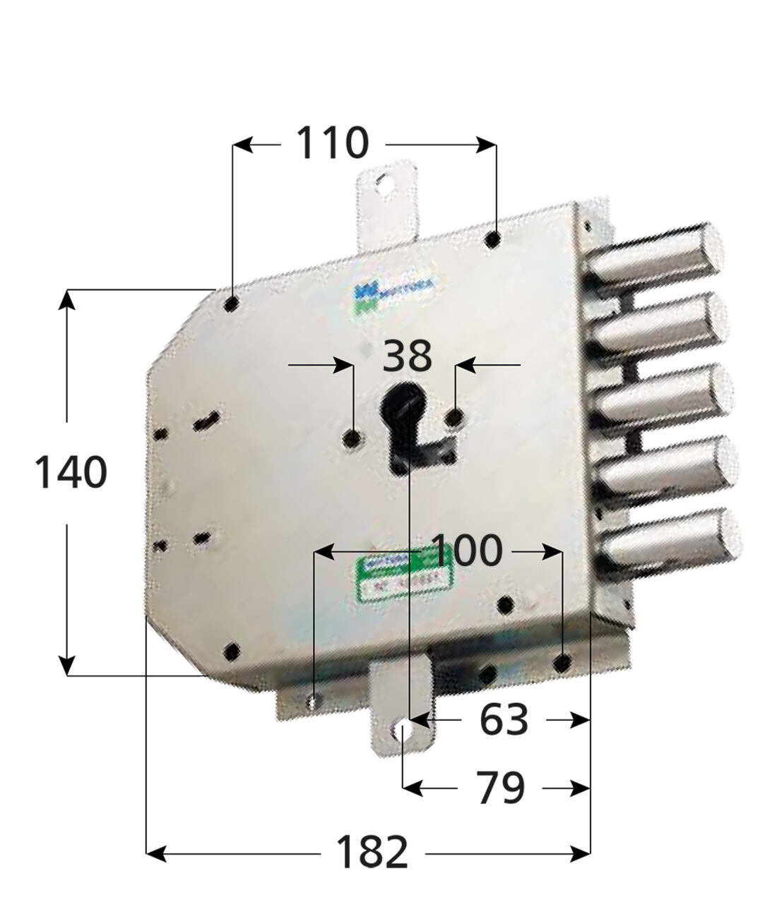 SERRATURA PORTE BLINDATE TRIPLICE A CILINDRO APPLICARE TRIPLICE INTERASSE 25 DX MOTTURA - Serrature